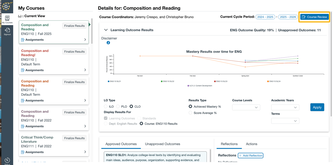 Course Reviewing How do I create and manage Course Review Cycles?