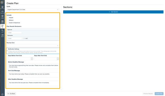 Configure Plan options